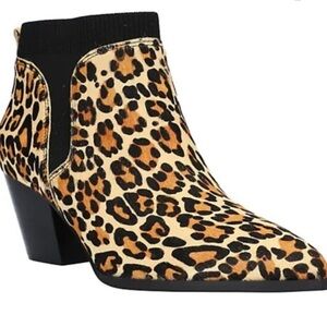 Bella Vita Animal Print Ankle Boots Faux Pony Hair
